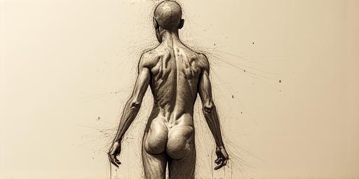 Beginner figure study showing gesture and basic anatomy construction